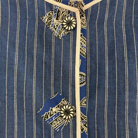 Koos Of Course! Blue Striped Linen Blend Artsy Boho Button Jacket size 2X - Picture 4 of 9